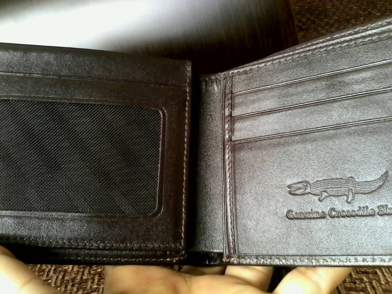 กระเป๋าหนังจระเข้แท้(หนังท้อง) สีน้ำตาล