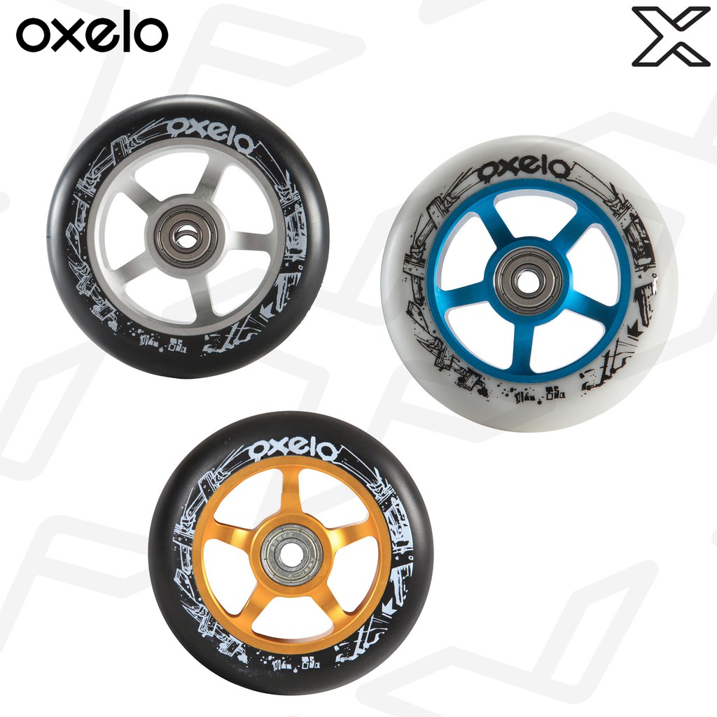 OXELO ล้อสกู๊ตเตอร์ PU 1 X 100 มม. (สีขาว/ฟ้า) 8227724