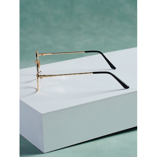 !!สินค้าขายดี!! แว่นตาแฟชั่นทรงกลม ทรงหยดน้ำ แว่นเลนส์ใสกรอบทอง Women Fashion Clear Lens Glasses