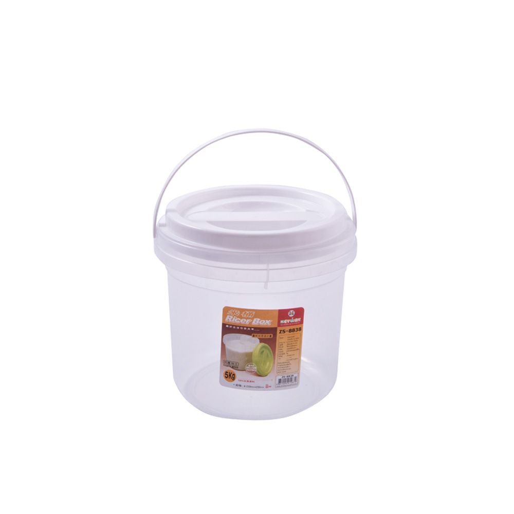 ถังข้าวสารพลาสติกตวง KEY WAY 5 กก. สีขาว RICE BIN PLASTIC MEASURE KEY WAY 5KG WHITE