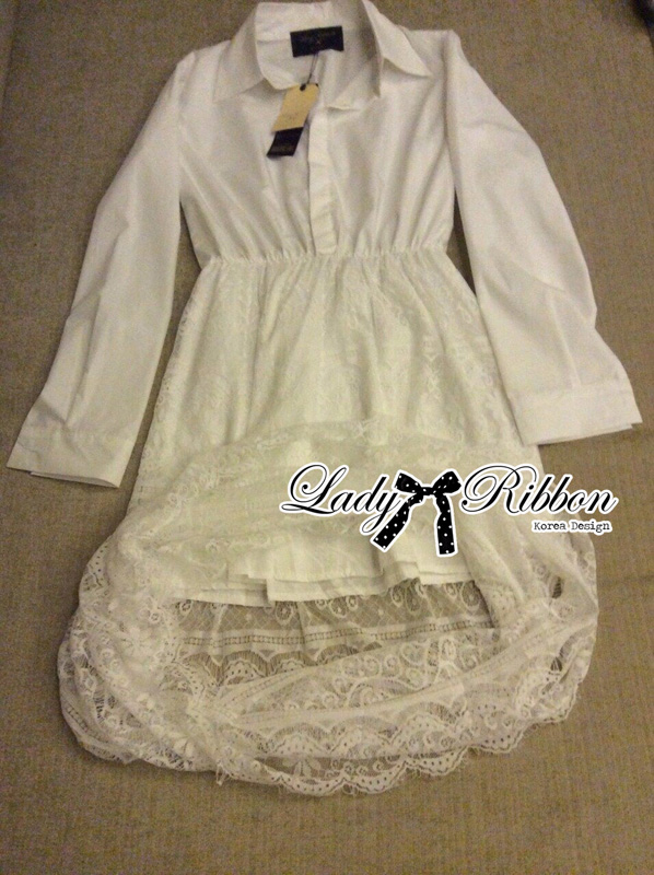 SALE++D7377**อก36**แมกซี่ลูกไม้ทรงเชิ้ตเเขนยาว ตัวเสื้อเป็นผ้าคอตตอลตัดต่อลูกไม้สไตล์วินเทจ กระโปรงมินิเดรสสั้นทับด้วยลูกไม้ซีทรู ลุคสาวหวานเเอบเปรี้ยวสุดชิค ผู้ดีด้วยลูกไม้สไตล์วินเทจ เนื้อผ้า เสื้อ Cotton 100% ตัดต่อ Lace 100% ดีเทลลูกไม้