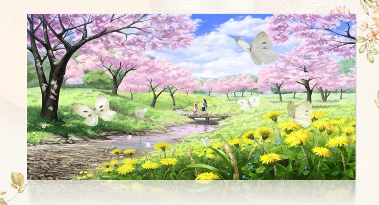 ลำธาร ดอกซากุระ ครอสติสคริสตัล Diamond painting โมเสก ภาพติดเพชร งานฝีมือ DIY