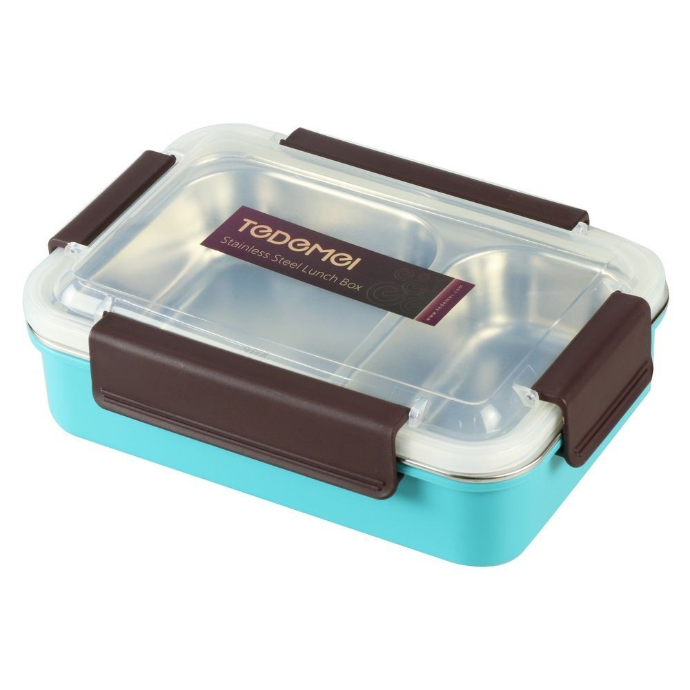 กล่องอาหารเหลี่ยม KEY WAY 2 ช่อง 0.9 ลิตร สเตนเลส FOOD CONTAINER KEY WAY 2COMPARTMENT 0.9L STAINLESS STEEL