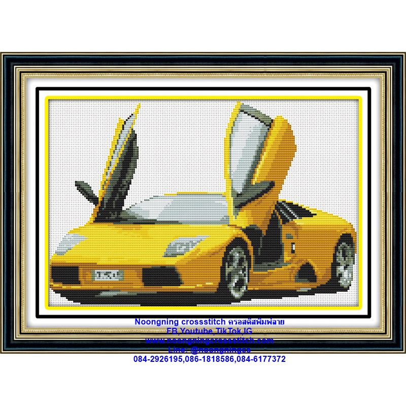 รถ super car ชุดปักครอสติส พิมพ์ลาย ครอสติสจีน งานฝีมือทำที่บ้าน DIY