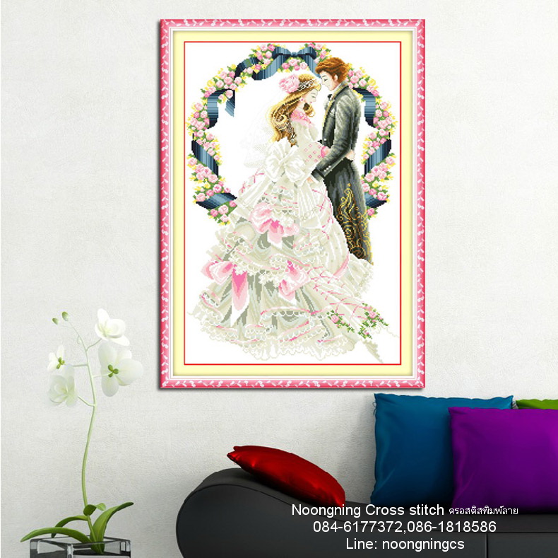 วิวบ้านริมธาร ชุดปักครอสติช พิมพ์ลาย ครอสติสจีน งานฝีมือ DIY