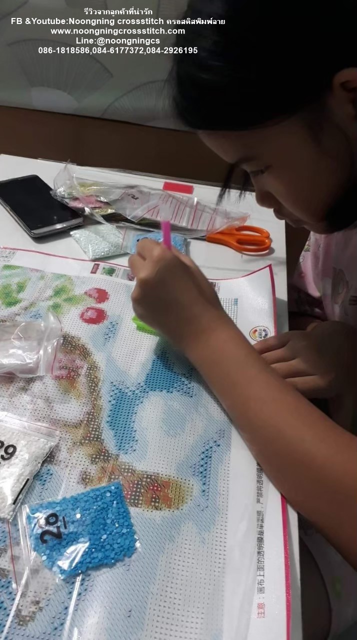 กวางทอง นกยูง พระจันทร์สวยงาม ครอสติสคริสตัล Diamond painting โมเสก ภาพติดเพชร งานฝีมือทำที่บ้าน DIY