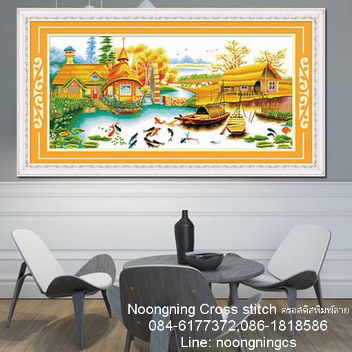 ทิวทัศน์ ชุดปักครอสติช พิมพ์ลาย ครอสติสจีน งานฝีมือ DIY