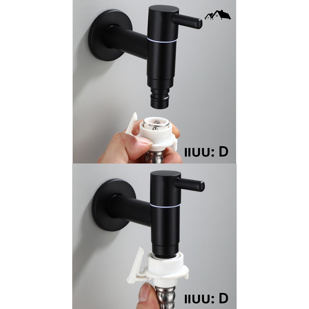 [FD-01] ก๊อกสนาม ก๊อกเสียบสายยาง ก๊อกน้ำซักล้าง เกลียว4หุน สีดำ Nordic Style