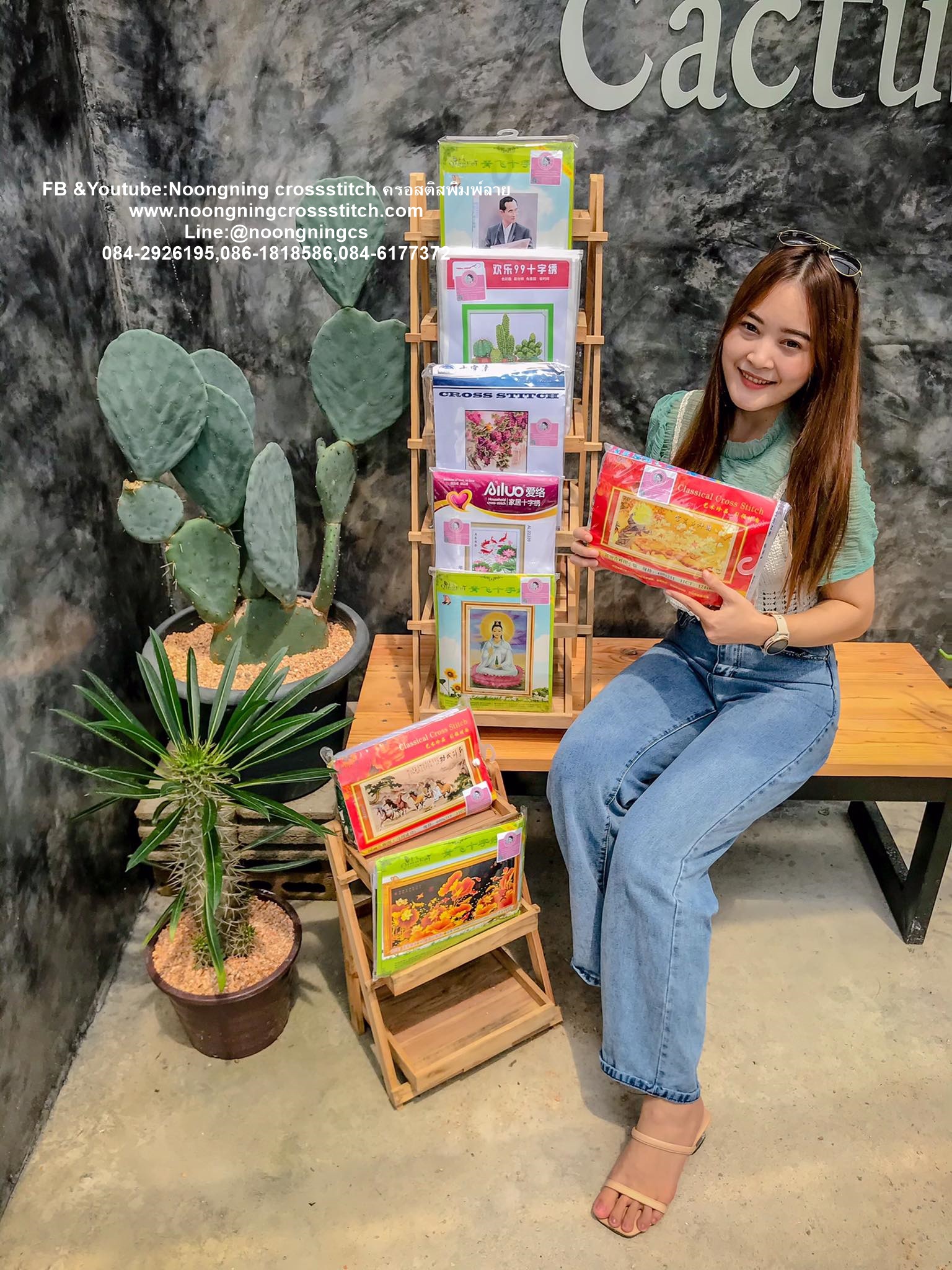 แม่สอนลูกทำบายศรี ชุดปักครอสติส พิมพ์ลาย ครอสติสจีน งานฝีมือทำที่บ้าน DIY