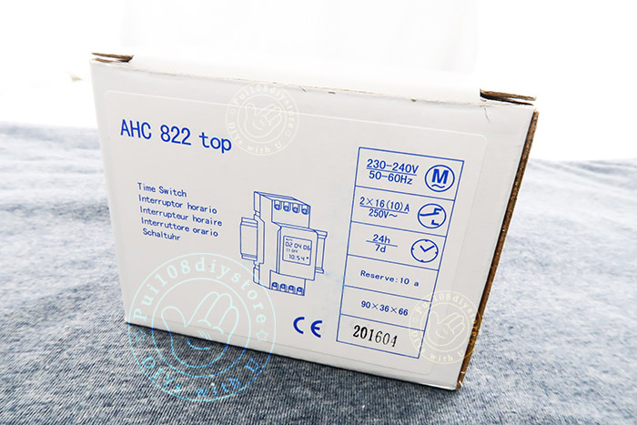 ภาพกล่อง เครื่องตั้งเวลา 2 ช่อง ชนิดดิจิตอล รางDIN AHC822 2 channel digital timer ,box picture