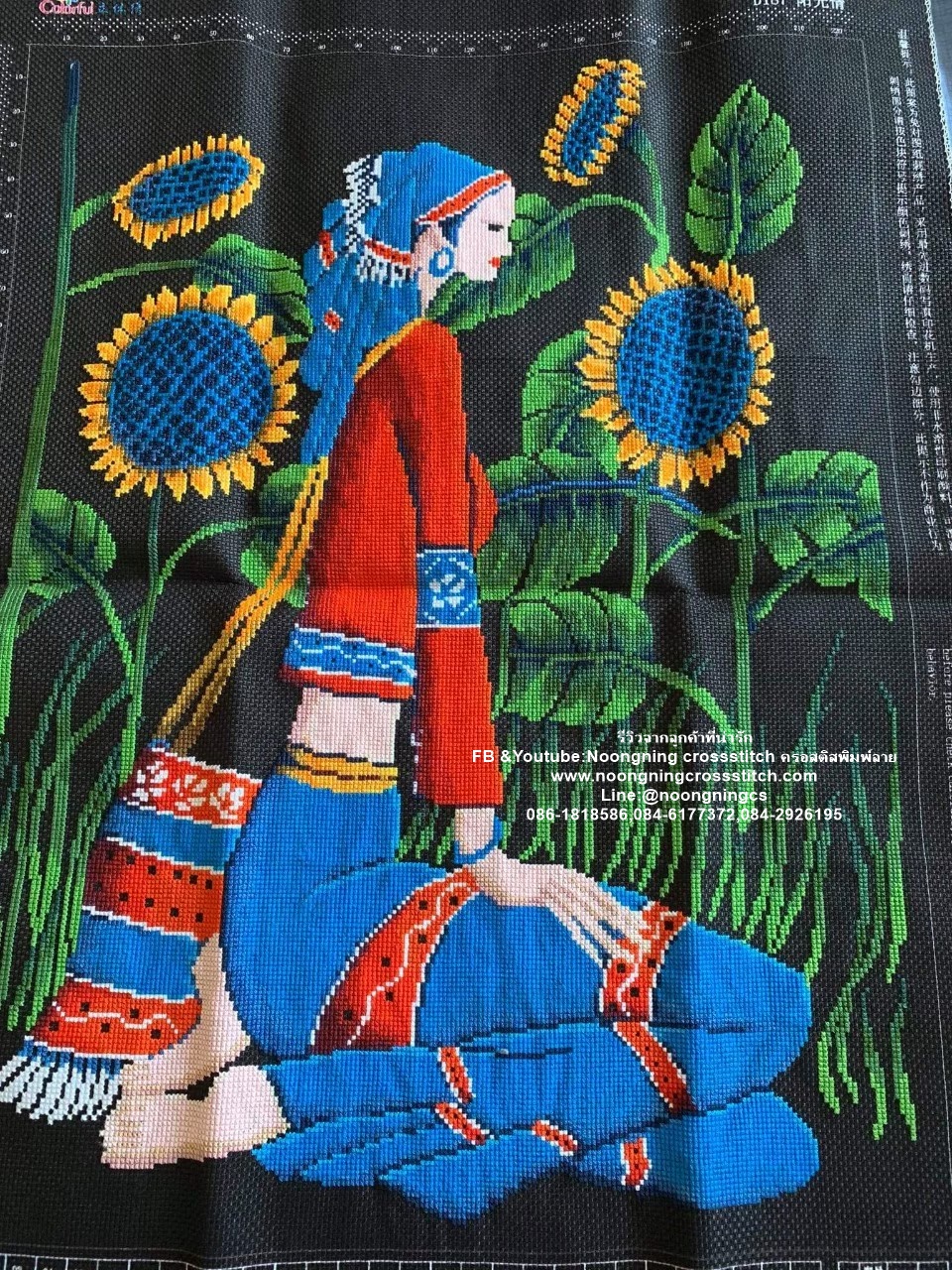 ผู้หญิง 3 รูป ชุดปักครอสติช พิมพ์ลาย ครอสติสจีน งานฝีมือ DIY