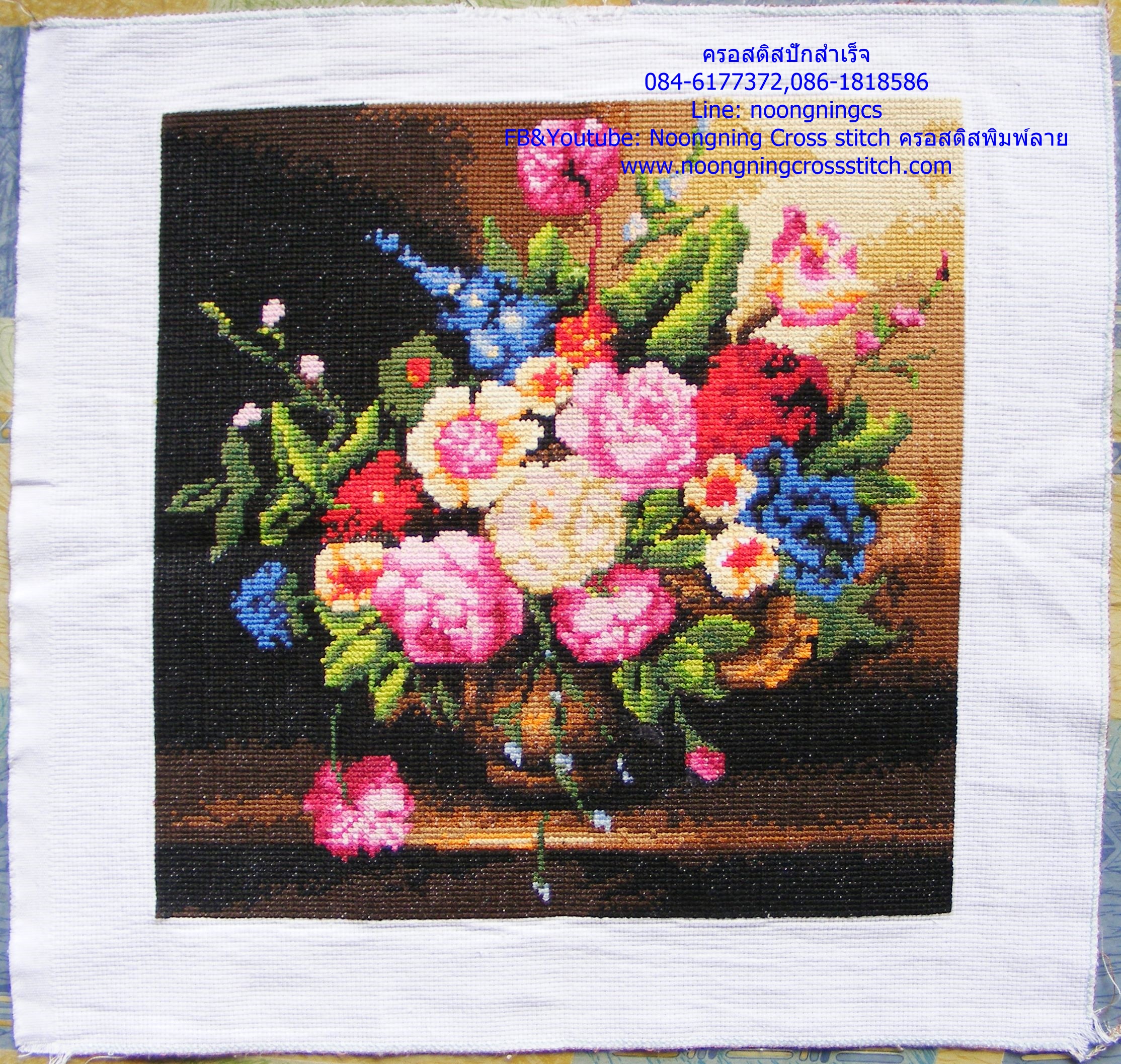 นกยูงคู่ ชุดปักครอสติช พิมพ์ลาย ชุดปักครอสติช พิมพ์ลาย ครอสติสจีน งานฝีมือ DIY