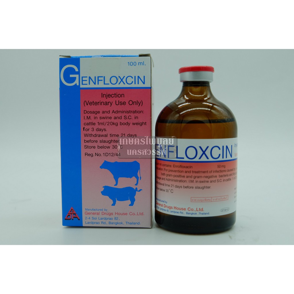 GENFLOXCIN เย็นฟล็อกซิน 100 ml. รักษาโรคติดเชื้อแบคทีเรีย