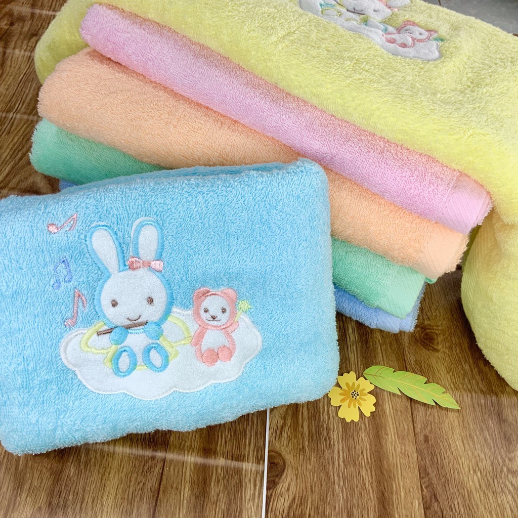 ผ้าขนหนูเช็ดตัว เนื้อดีปักลายสุดน่ารัก 24x48นิ้ว มีให้เลือกหลายสี และเก็บเงินปลายทาง