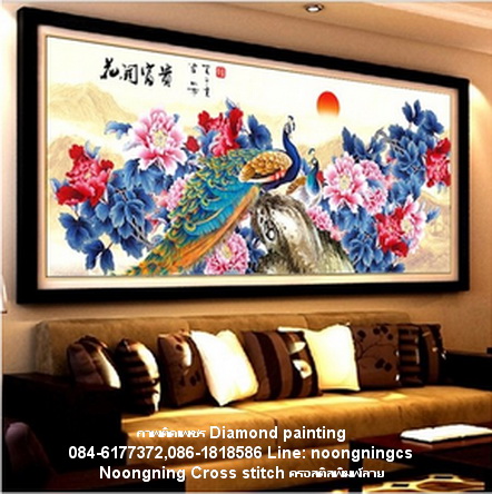 บอลลูน ทุ่งลาเวนเดอร์ ครอสติสคริสตัล Diamond painting โมเสก ภาพติดเพชร งานฝีมือ DIY