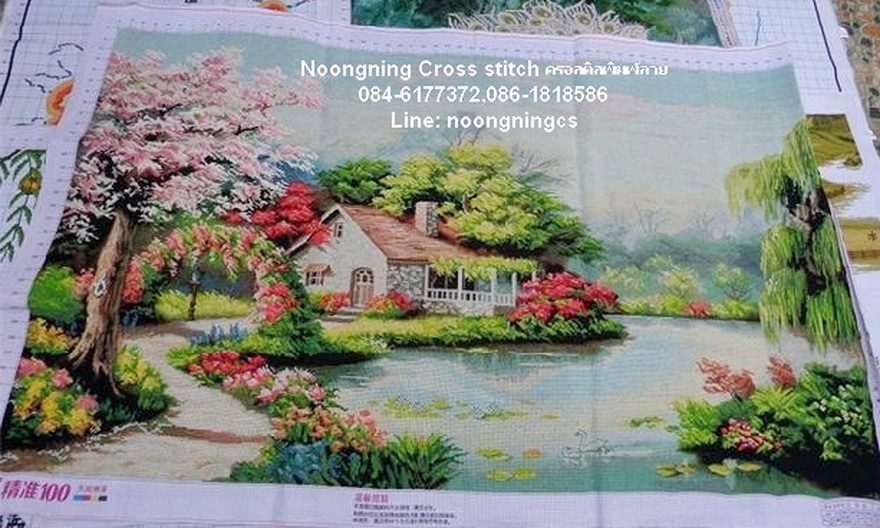 ปลาโลมา ชุดปักครอสติส พิมพ์ลาย ครอสติสจีน งานฝีมือทำที่บ้าน DIY