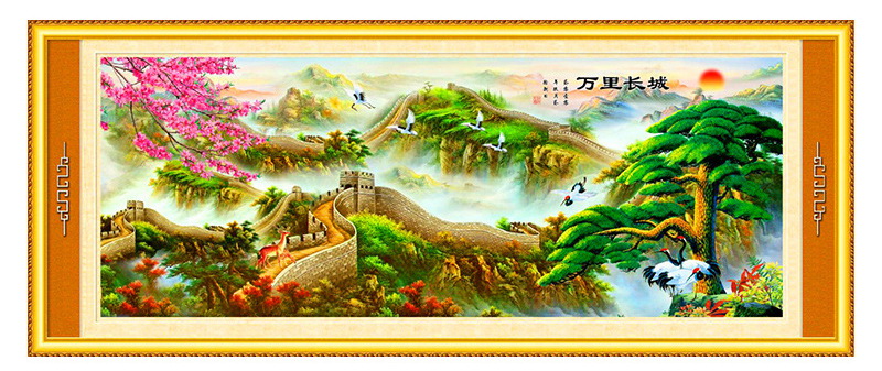 กำแพงเมืองจีน ต้นสน กระเรียน ชุดปักครอสติส พิมพ์ลาย ครอสติสจีน งานฝีมือทำที่บ้าน DIY