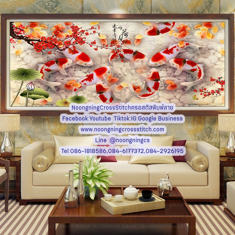 ปลามงคล ครอสติสคริสตัล Diamond painting โมเสก ภาพติดเพชร งานฝีมือทำที่บ้าน DIY