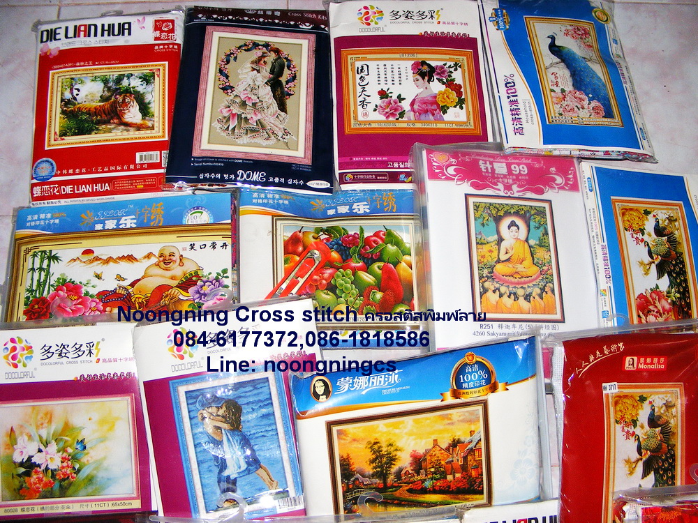 ดอกไม้ ปักครอสติช พิมพ์ลาย ครอสติสจีน งานฝีมือ DIY