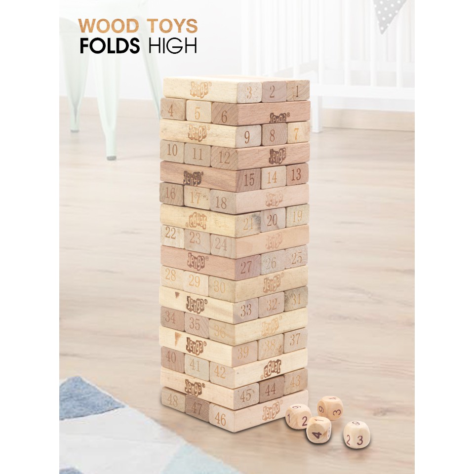 !!สินค้าขายดี!! เจงก้า ของเล่นตัวต่อไม้ เกมตึกถล่ม Wood Toys : FOLDS HIGH