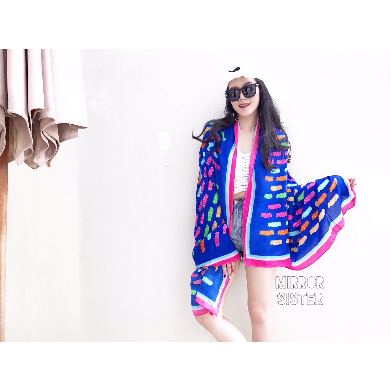 Sale ++B2380**ผ้าพันคอลาย Collection สีคัลเลอร์ฟูลสุดแซ่บ เนื้อผ้า Cashmere นุ่ม กว้าง 35 ยาว 70