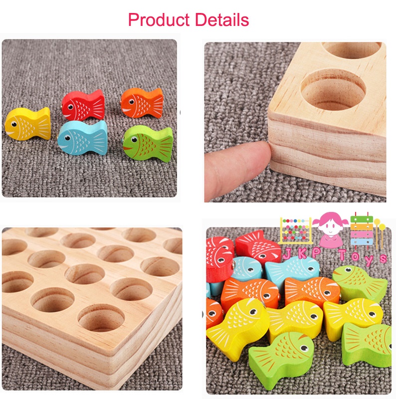 ของเล่นไม้เสริมพัฒนากาาร ตกปลา(เเม่เหล็ก)+ จับคู่ตัวเลข 1-15