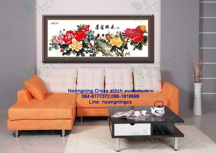 ดอกไม้ ชุดปักครอสติช พิมพ์ลาย ครอสติสจีน งานฝีมือ DIY