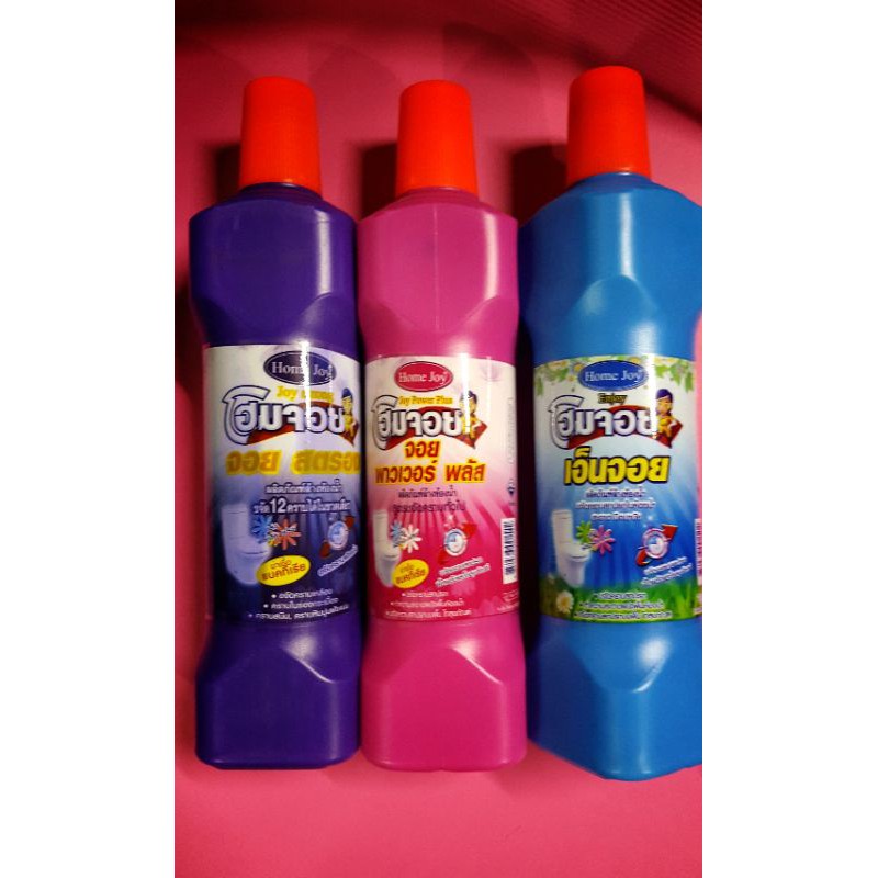 โฮมจอย น้ำยาล้างห้องน้ำ ขจัดคราบฝังแน่นได้หมดจด มี 3 สี ขจัดหินปูน คราบตะกอน คราบสบู่ ในห้องน้ำได้สะอาดล้ำลึก ห้องน้ำ
