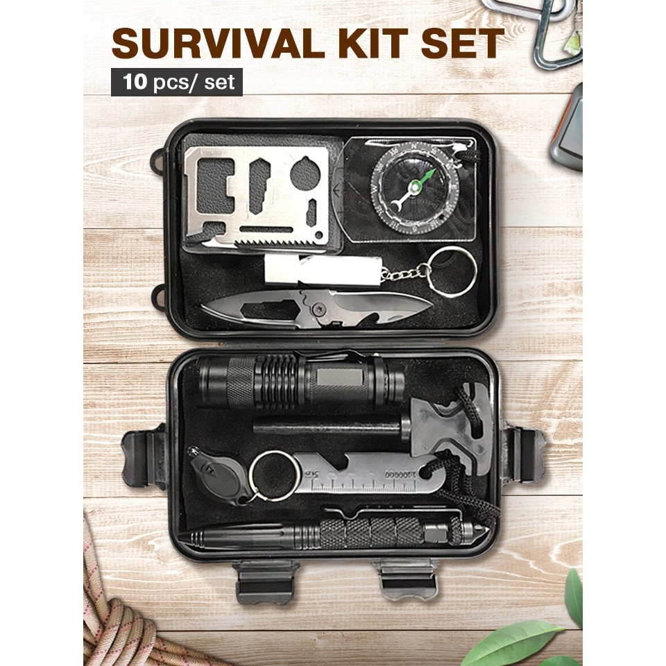 !!สินค้าขายดี!! เซ็ตอุปกรณ์พกพาสำหรับกิจกรรมกลางแจ้ง Outdoor Survival Kit