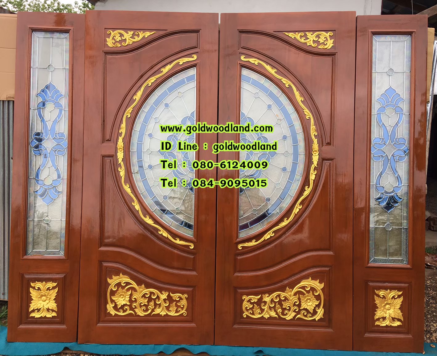 ประตูไม้สักกระจกนิรภัย GBBB - 17