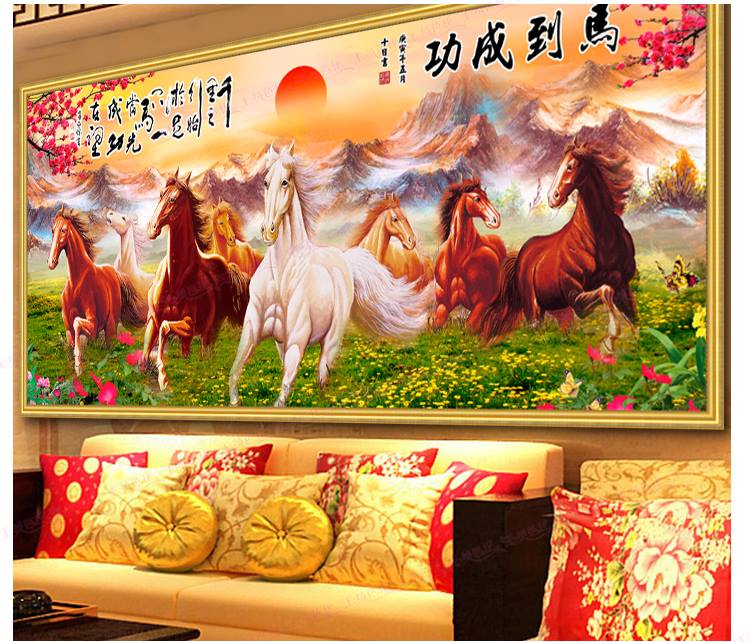 ม้า8 มงคล ครอสติสคริสตัล Diamond painting โมเสก ภาพติดเพชร งานฝีมือ DIY