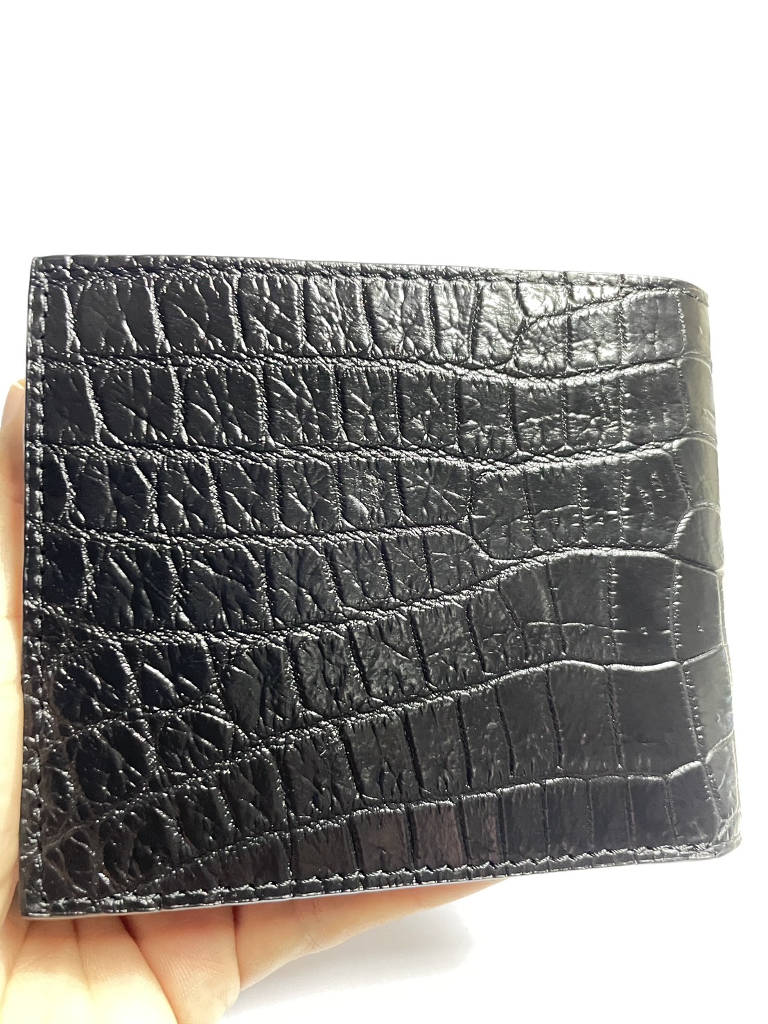 กระเป๋าหนังจระเข้แท้(หนังท้อง) สีดำ