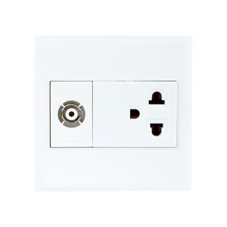 ชุดเต้ารับคู่ 3 ขากลมพร้อมเต้า TV PANASONIC BSW1391V ผลิตจากทองเหลืองอย่างดีไม่บิดงอง่าย