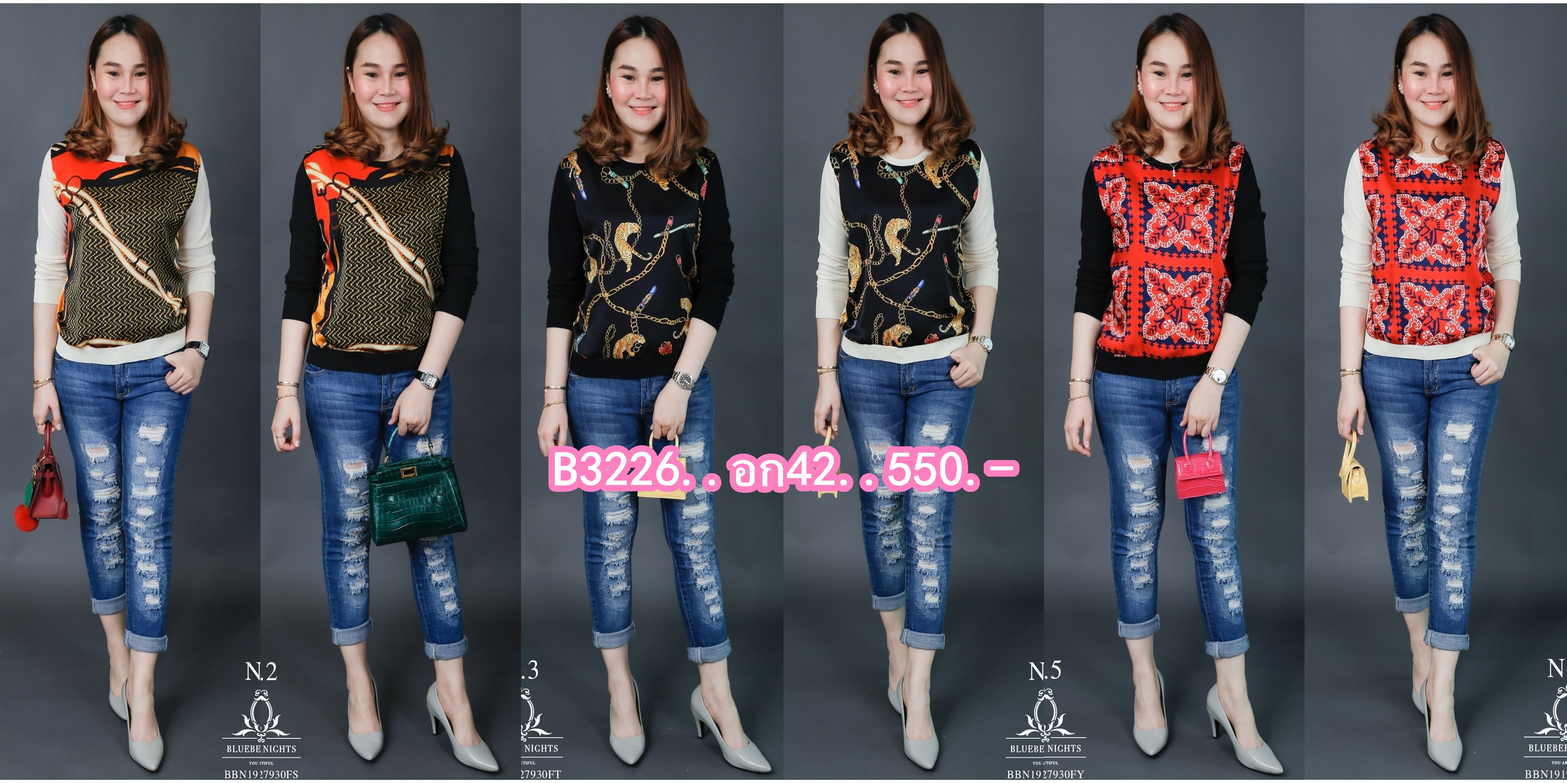 SaLe++B3226**เสื้อแบรนด์เนมทีเชิ้ตแขนยาว คอลเลคชั่นสุดหรู สไตล์บลูเบอร์รี่ไนท์ ผ้าซิลค์พิมพ์ลายเนื้อมันเงางาม มิกซ์ผ้าทอโพลิเอสเตอร์เบลนด์เนื้อนุ่มเกรดพรีเมี่ยม ตัดเย็บสวยเนี้ยบสไตล์แบรนด์เนมสุดหรู ดีเทลด้านหลังผ้าสีพื้นทอลายสวยเรียบหรู ด้านหน้ามิกซ์ผ้าซิ