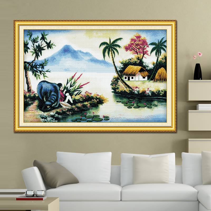 วิถีชีวิตชนบท ชุดปักครอสติช พิมพ์ลาย ครอสติสจีน งานฝีมือ DIY ลดราคา