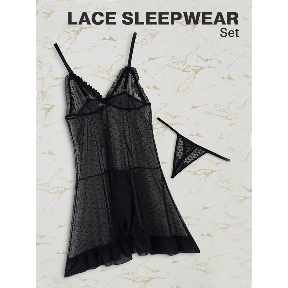 !!สินค้าขายดี!! เซ็ตชุดนอนลูกไม้ ชุดนอน ชุดนอนผู้หญิง ชุดนอนสายเดี่ยว Lace Sleepwear