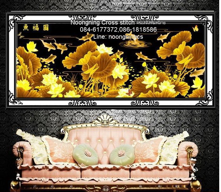 วิวน้ำตก ชุดปักครอสติช พิมพ์ลาย ครอสติสจีน งานฝีมือ DIY