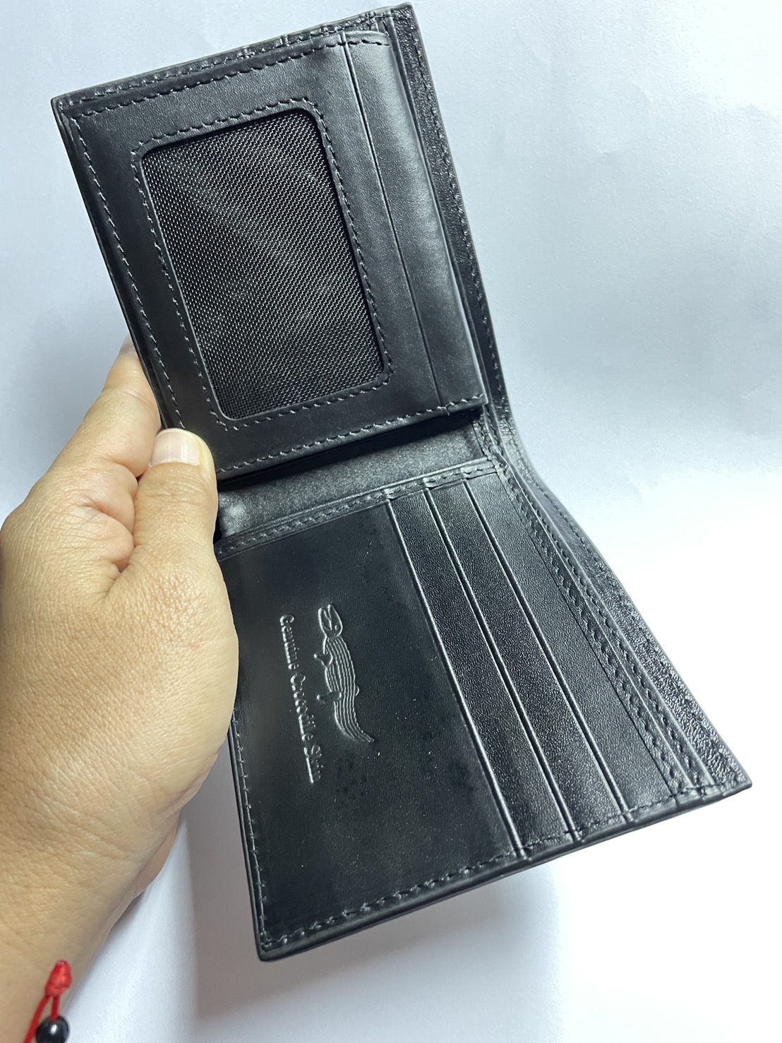 กระเป๋าหนังจระเข้แท้(หนังท้อง) สีดำ