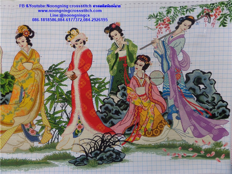 นางรำ ชุดปักครอสติส พิมพ์ลาย ครอสติสจีน งานฝีมือทำที่บ้าน DIY