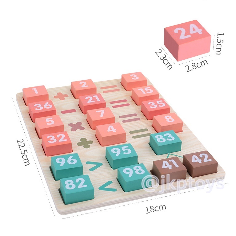 ของเล่นไม้เสริมพัฒนาการ กระดาน + บล็อคไม้ฝึกคิดคำนวณเลข + เรียนรู้ภาษาจีน