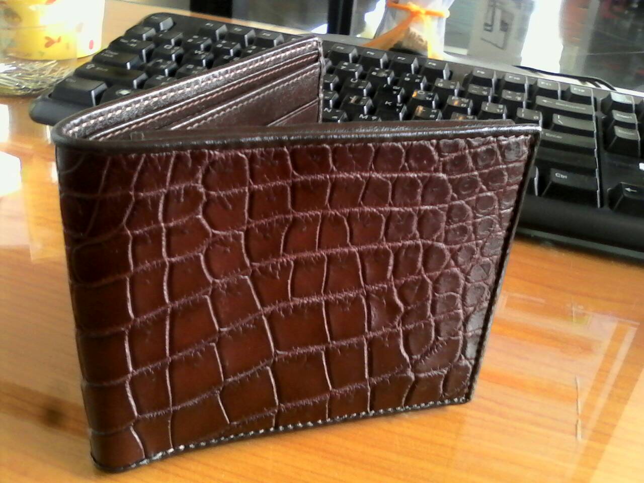 กระเป๋าหนังจระเข้แท้(หนังท้อง) สีน้ำตาล