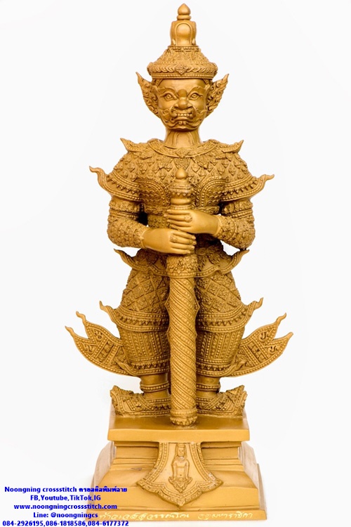 ท้าวเวสสุวรรณ เทพแห่งความมั่งคั่ง ร่ำรวย ชุดปักครอสติส พิมพ์ลาย งานฝีมือทำที่บ้าน DIY