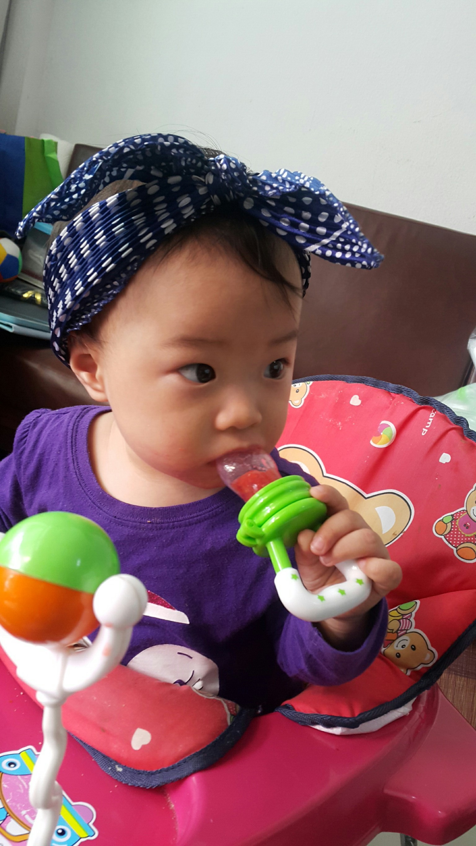 ที่ดูดผลไม้และอาหารเด็กสีเขียว