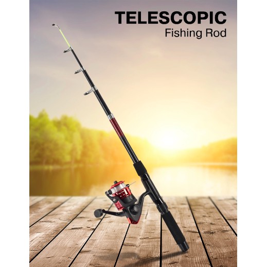 !!สินค้าขายดี!! คันเบ็ดตกปลาพร้อมรอก Telescopic Fishing Rod