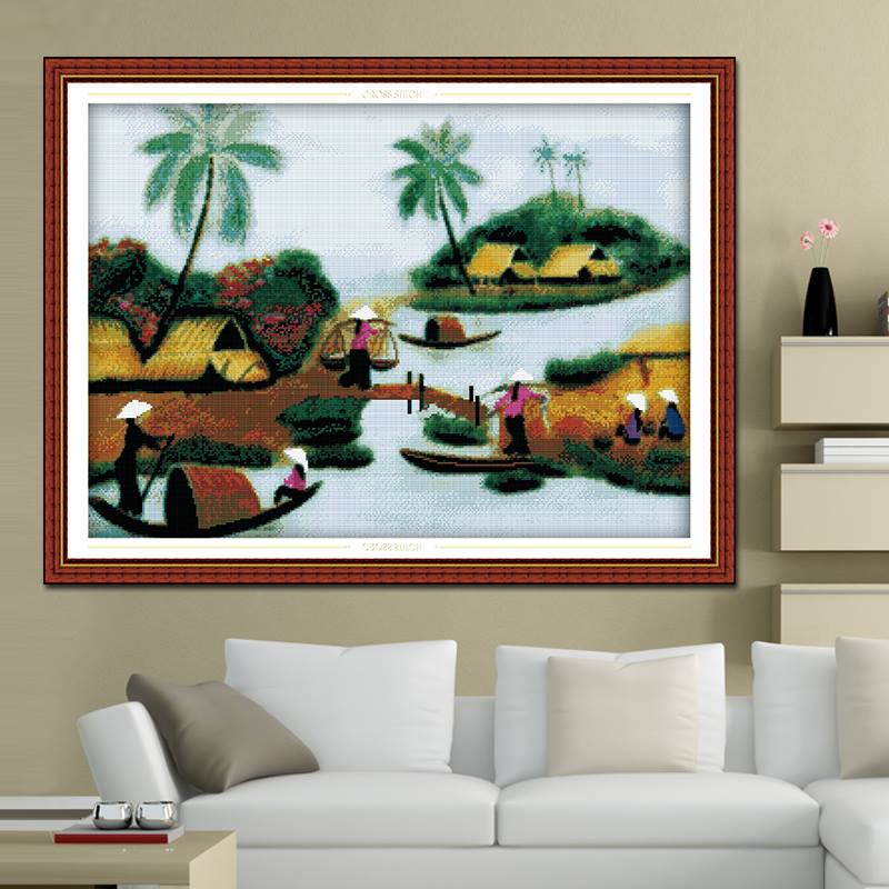 วิถีชีวิตชนบท ชุดปักครอสติช พิมพ์ลาย ครอสติสจีน งานฝีมือ DIY ลดราคา