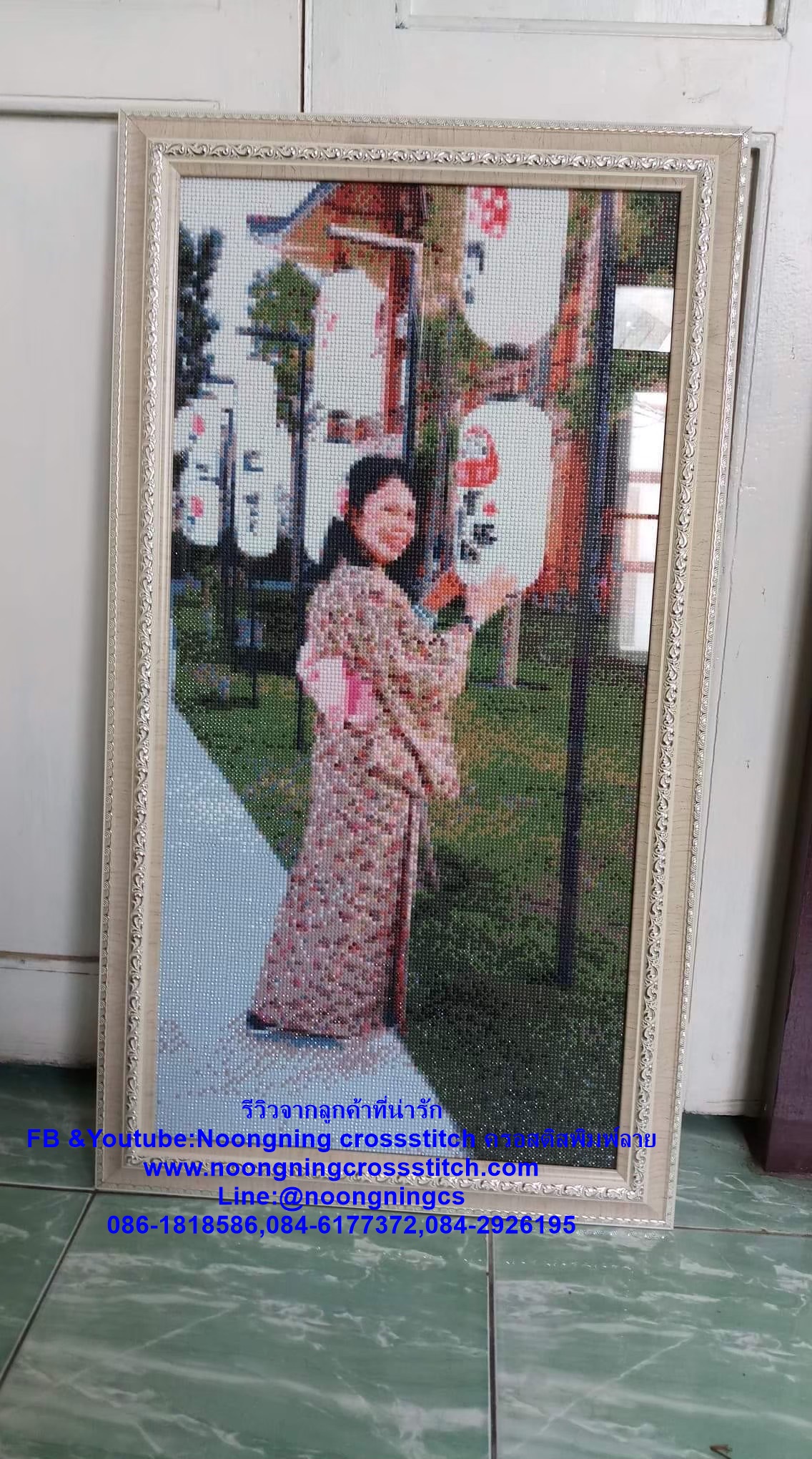 แมวน้อย VSเสือขาว ครอสติสคริสตัล Diamond painting โมเสก ภาพติดเพชร งานฝีมือทำที่บ้าน DIY