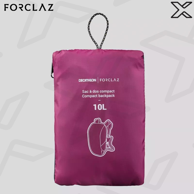 FORCLAZ เป้สะพายหลังดีไซน์กะทัดรัดขนาด 10 ลิตรเพื่อการเทรคกิ้งรุ่น TRAVEL 100 (สีม่วง)