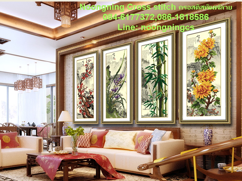 ต้นไม้ ชุดปักครอสติช พิมพ์ลาย ครอสติสจีน งานฝีมือ DIY