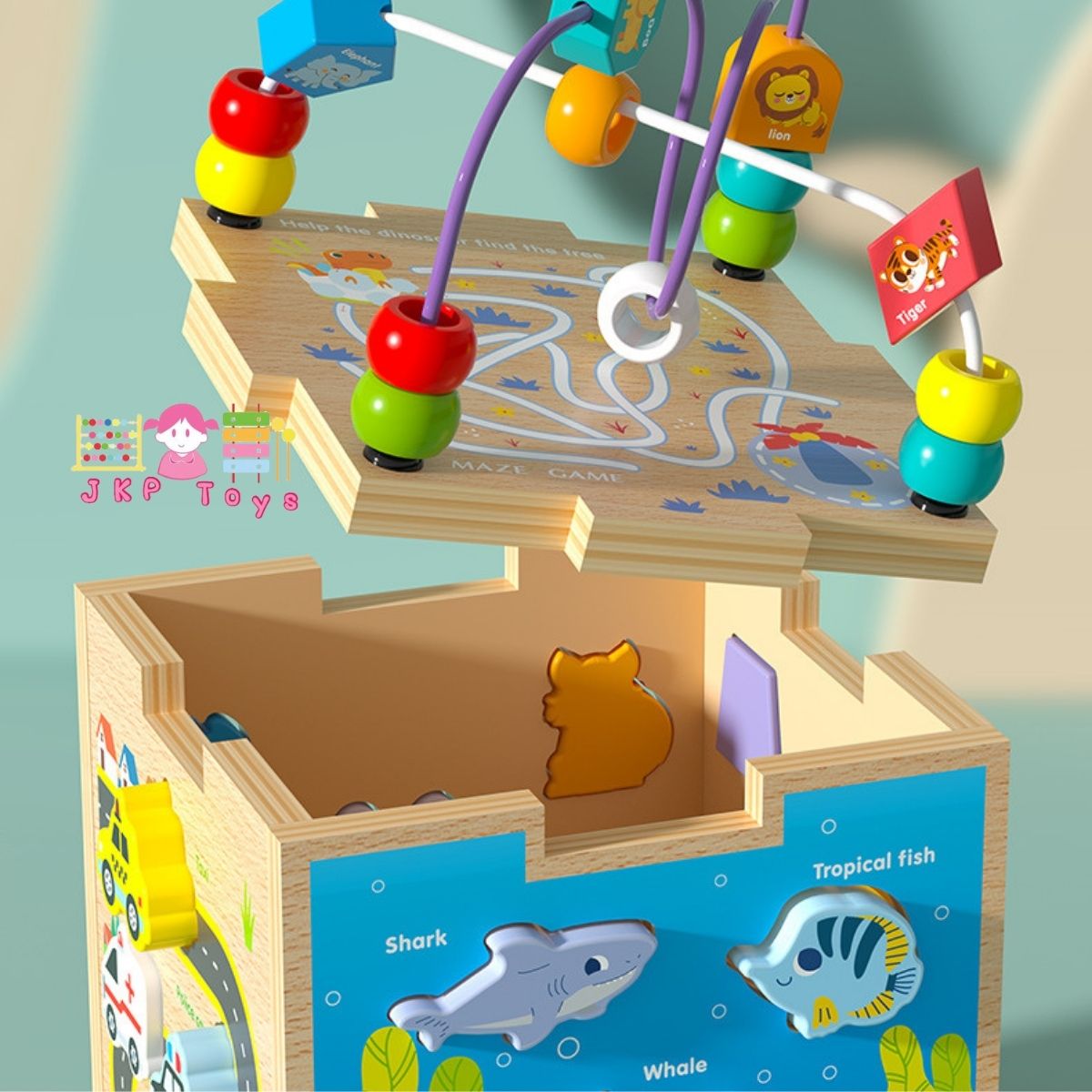 ของเล่นเสริมพัฒนาการ ของเล่นไม้ บล็อคหยอดไม้ลายสัตว์สอนรูปทรง