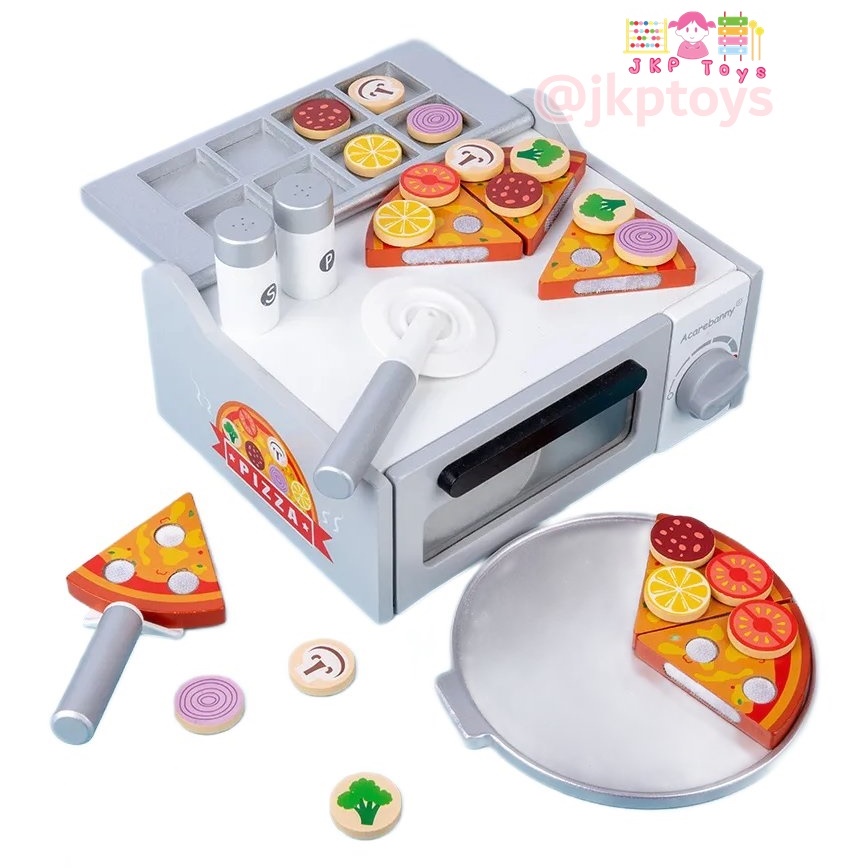🍕🍕ของเล่นไม้เสริมพัฒนาการ เตาอบพิซซ่า เครื่องทำพิซซ่า หั่นพิซซ่า ตกแต่งหน้าพิซซ่า ของเล่นเด็ก ของเล่นไม้